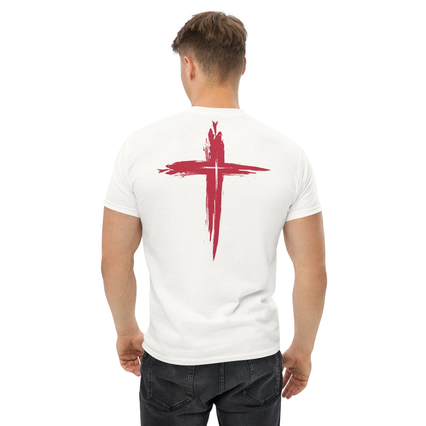 Unisex Classic Tee with Stylish Cross on the Back - 100% Cotton - RKM Inspiration - 13059977