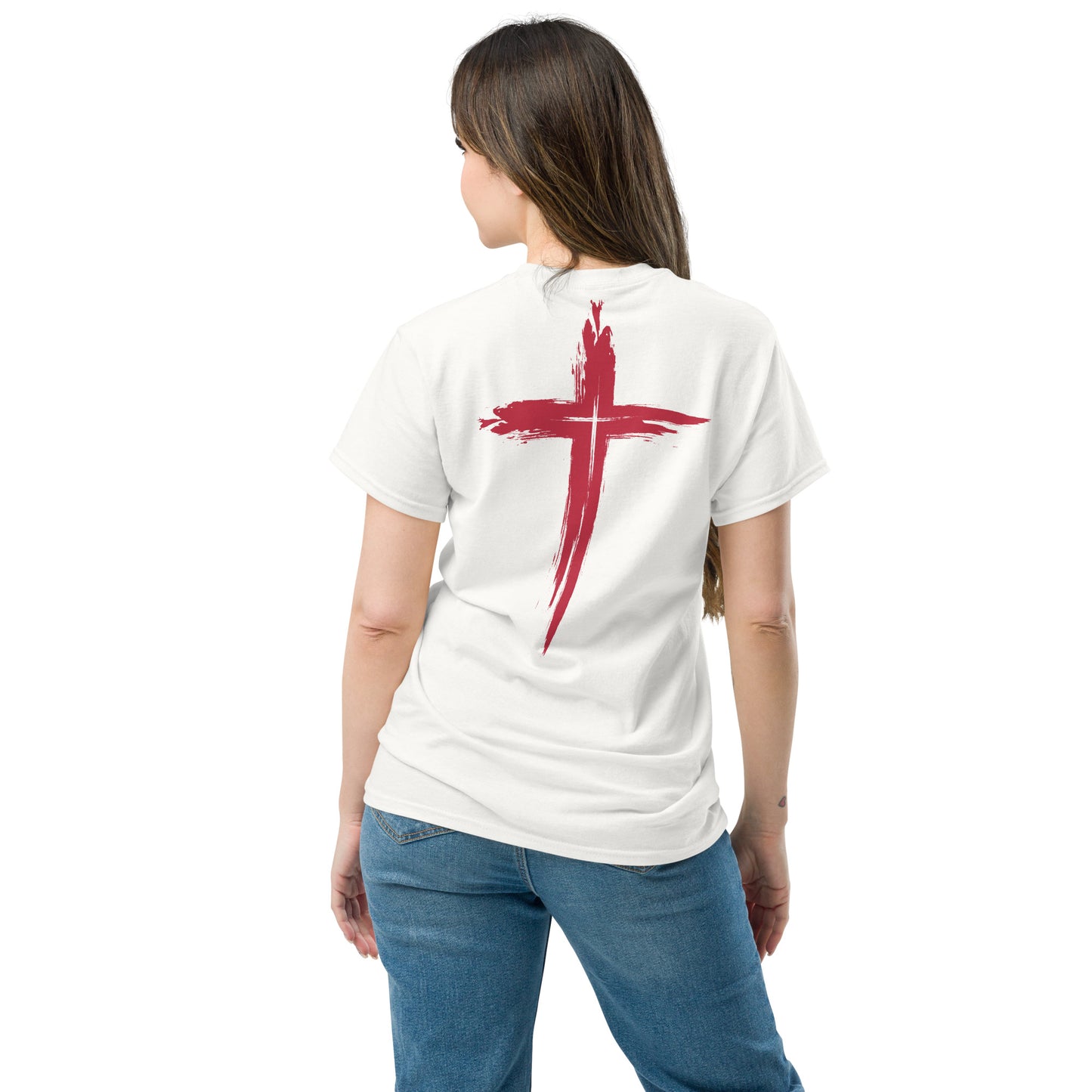 Unisex Classic Tee with Stylish Cross on the Back - 100% Cotton - RKM Inspiration - 31236834