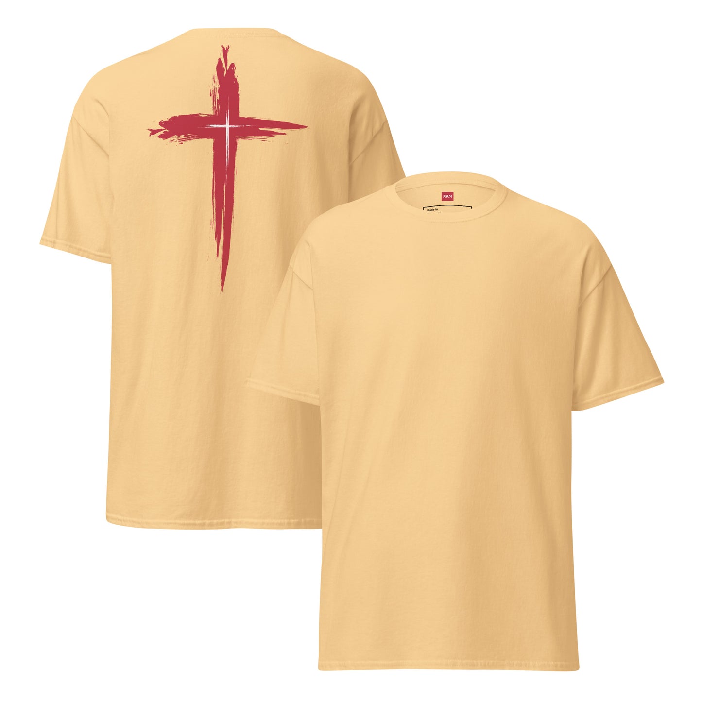 Unisex Classic Tee with Stylish Cross on the Back - 100% Cotton - RKM Inspiration - 2946547
