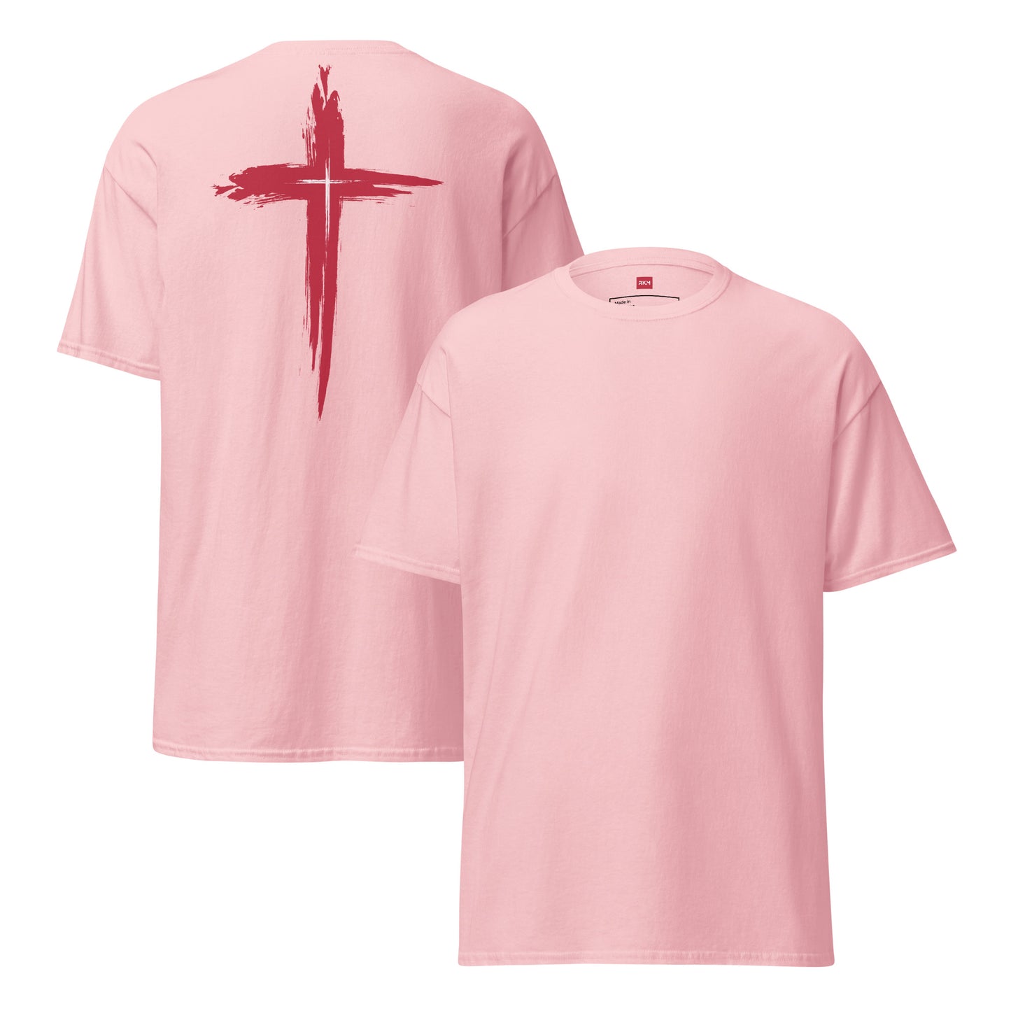 Unisex Classic Tee with Stylish Cross on the Back - 100% Cotton - RKM Inspiration - 7314468