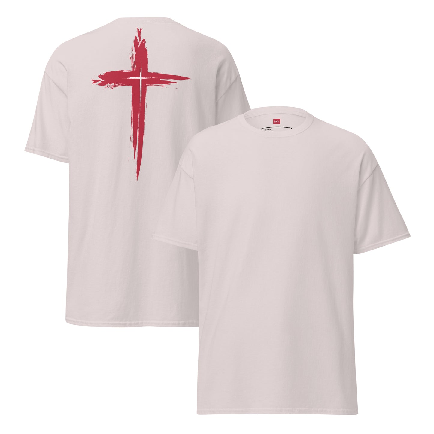 Unisex Classic Tee with Stylish Cross on the Back - 100% Cotton - RKM Inspiration - 74646421