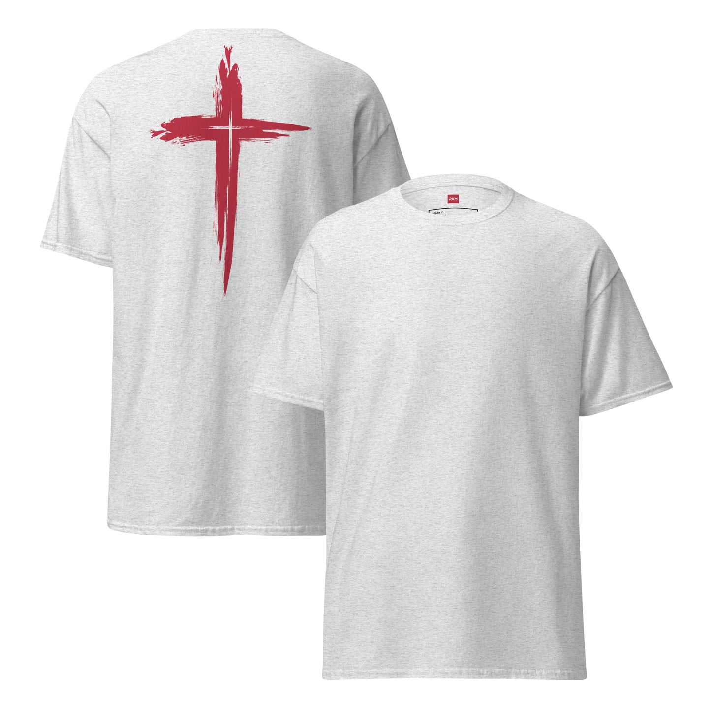 Unisex Classic Tee with Stylish Cross on the Back - 100% Cotton - RKM Inspiration - 42162339