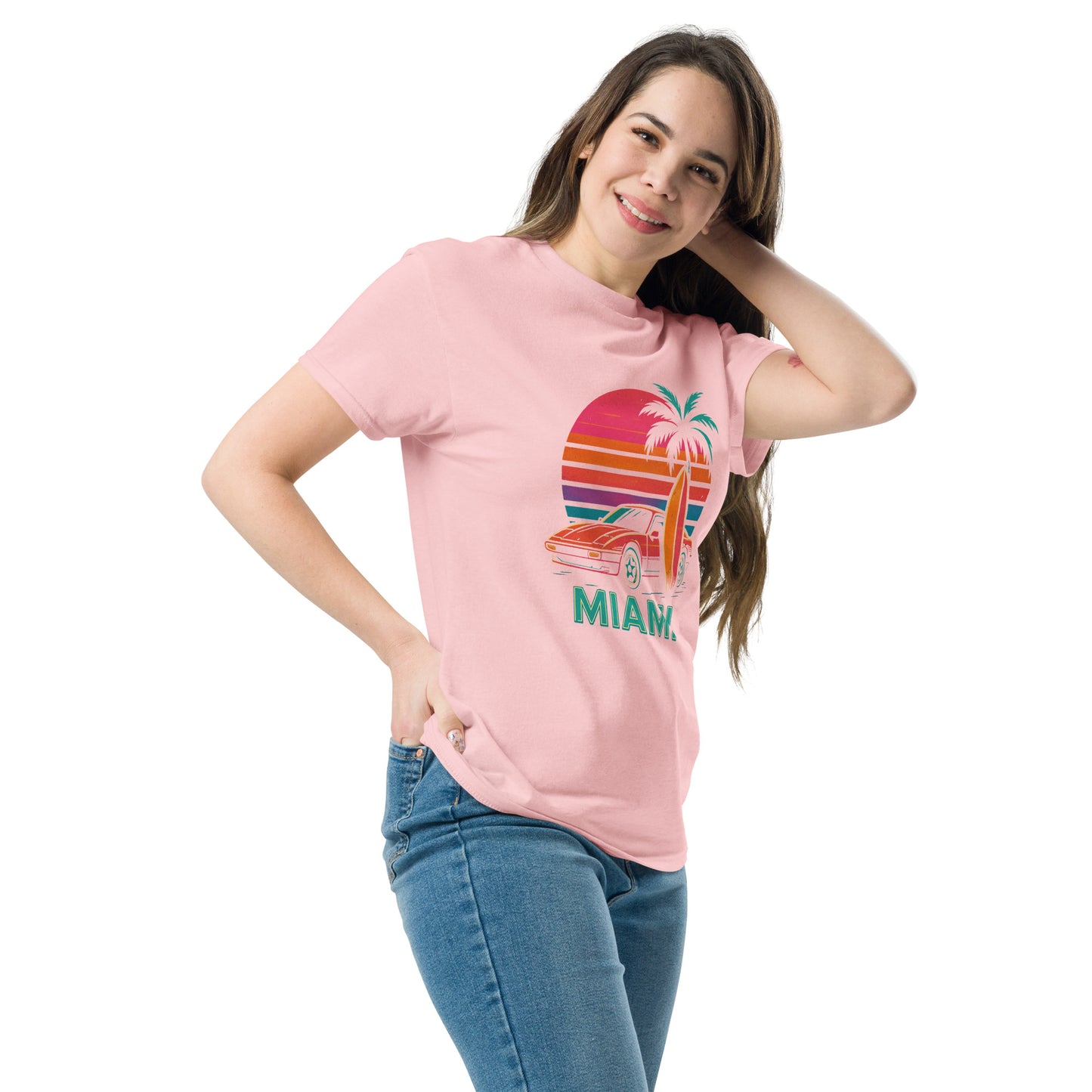 Retro Miami Tee - Trendy & Structured Look in 100% Cotton Unisex Shirt - RKM Inspiration - 17420291