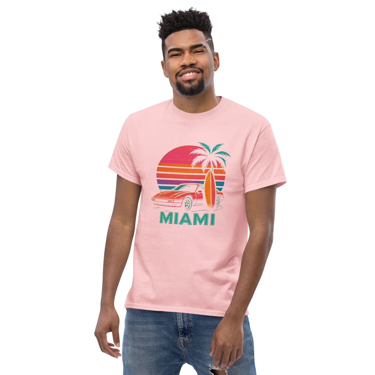 Retro Miami Tee - Trendy & Structured Look in 100% Cotton Unisex Shirt - RKM Inspiration - 14143603