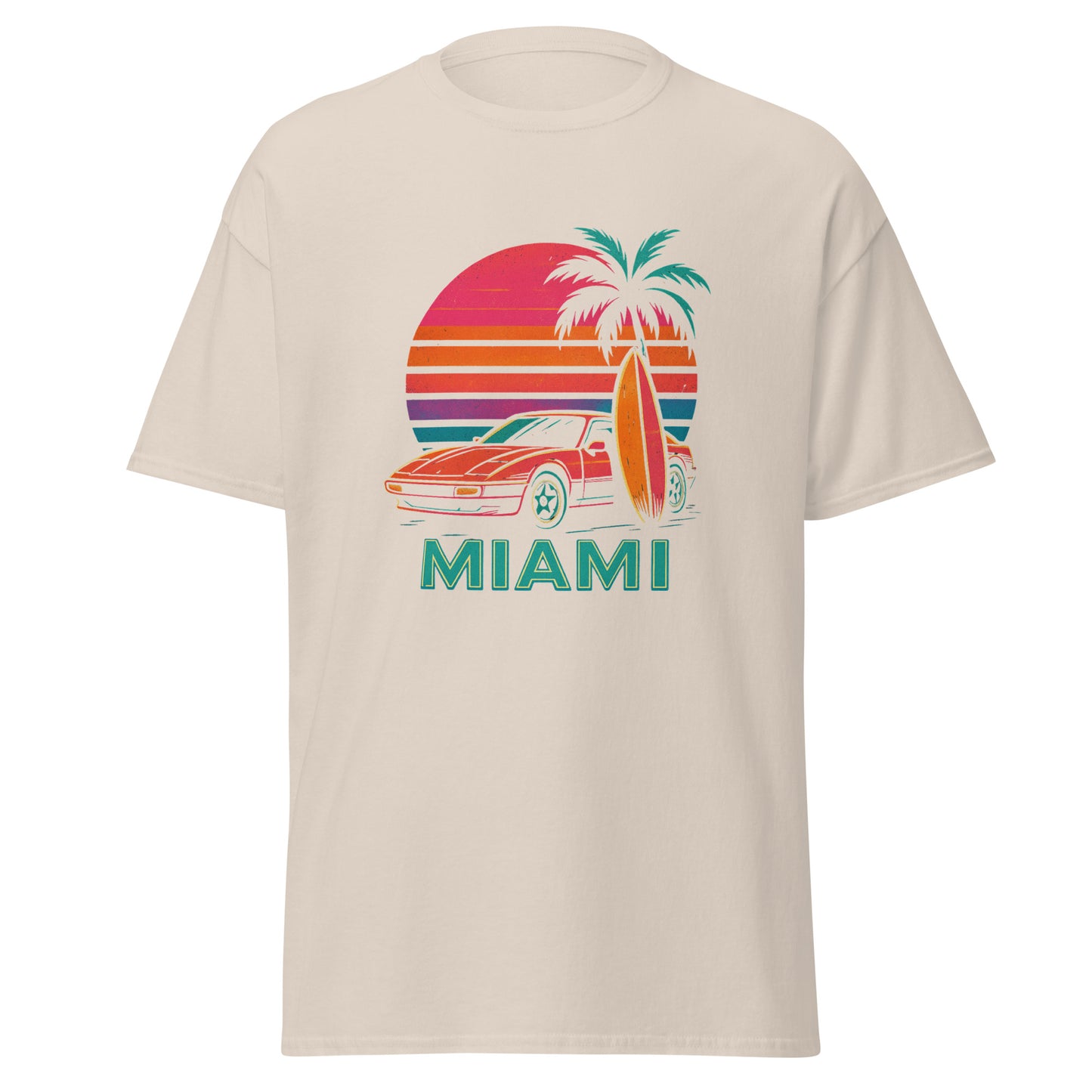 Retro Miami Tee - Trendy & Structured Look in 100% Cotton Unisex Shirt - RKM Inspiration - 13250079
