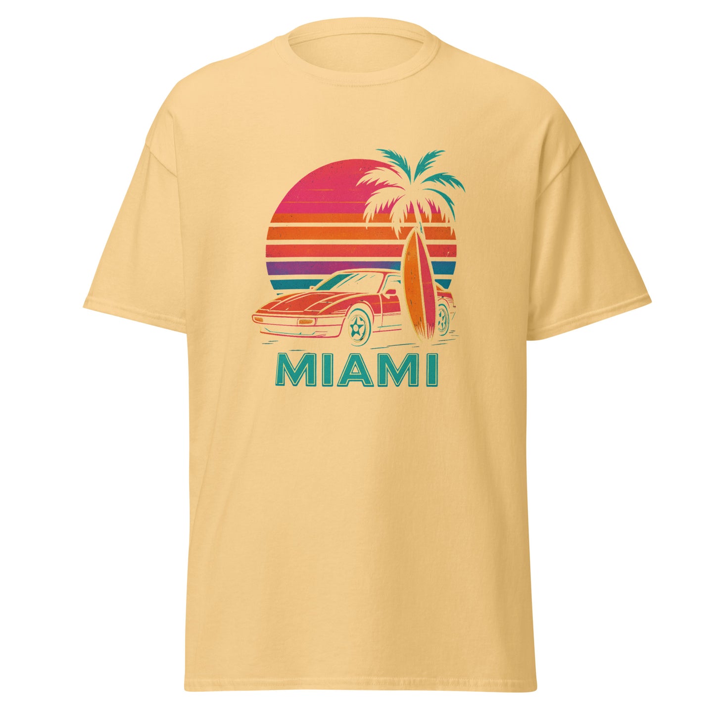 Retro Miami Tee - Trendy & Structured Look in 100% Cotton Unisex Shirt - RKM Inspiration - 3377712