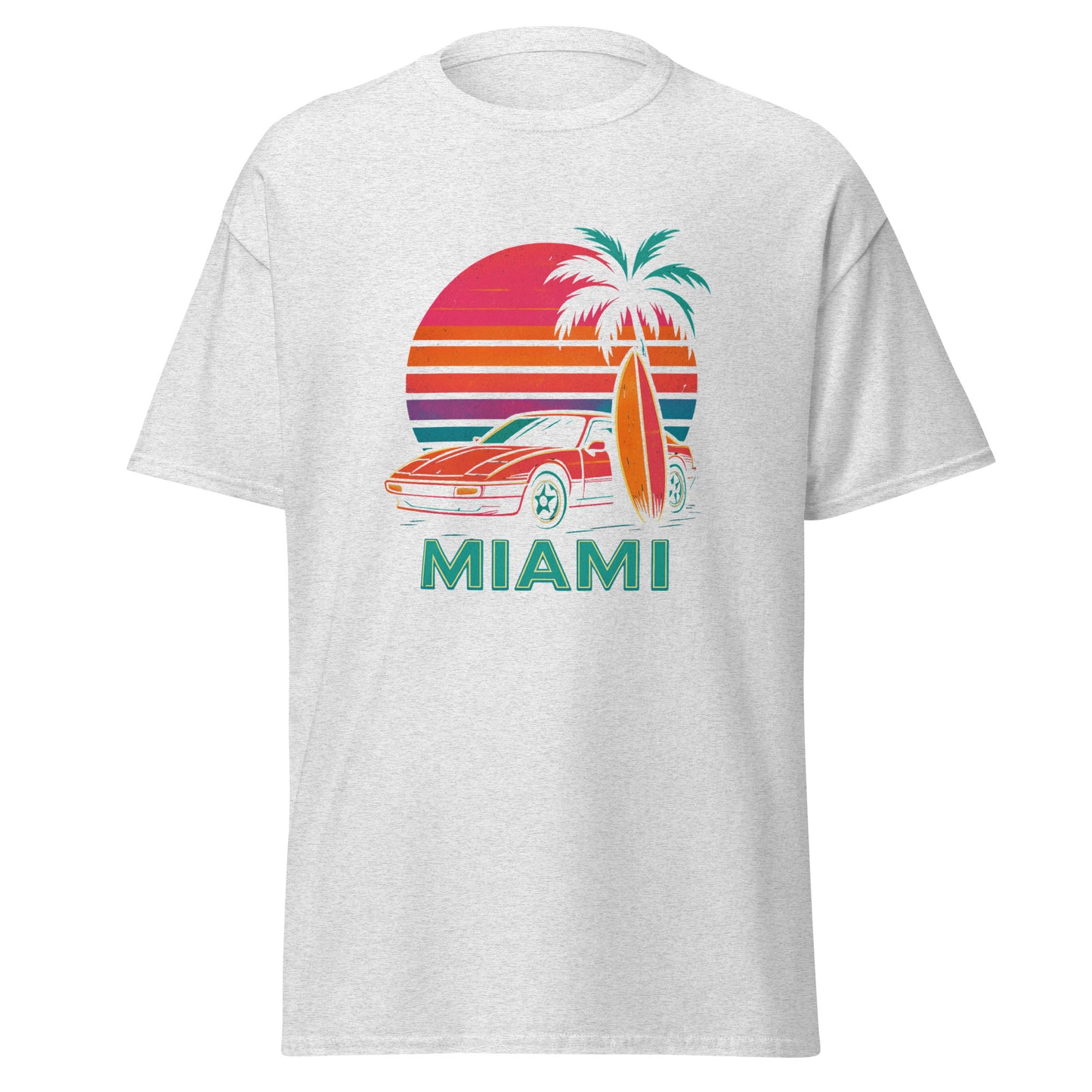 Retro Miami Tee - Trendy & Structured Look in 100% Cotton Unisex Shirt - RKM Inspiration - 61117844