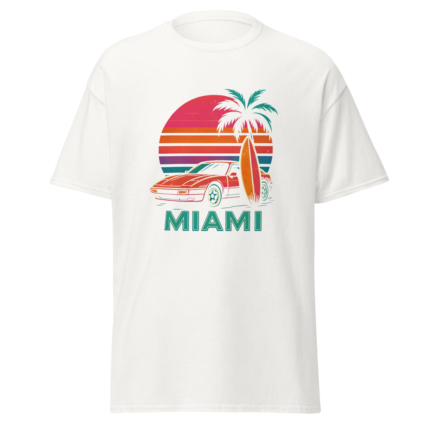 Retro Miami Tee - Trendy & Structured Look in 100% Cotton Unisex Shirt - RKM Inspiration - 7783870