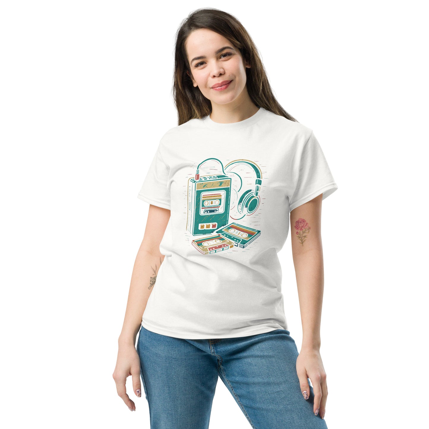 Retro Walkman Tee - Stylish Unisex Cotton Shirt for Layered Looks - RKM Inspiration - 27949921