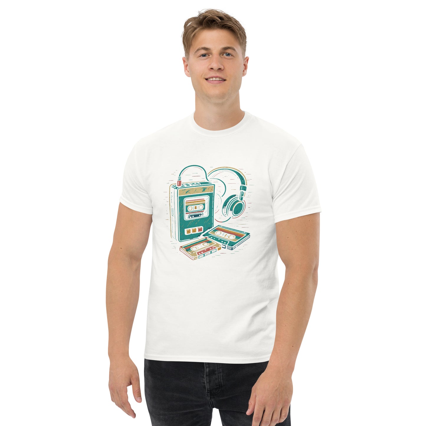 Retro Walkman Tee - Stylish Unisex Cotton Shirt for Layered Looks - RKM Inspiration - 56387123