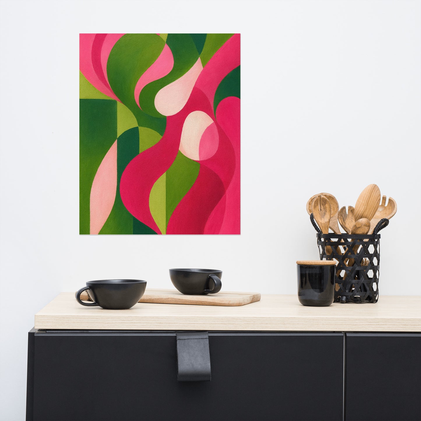 Swirls in Magenta and Green Poster Wall Art -RKM Inspiration - 21918822