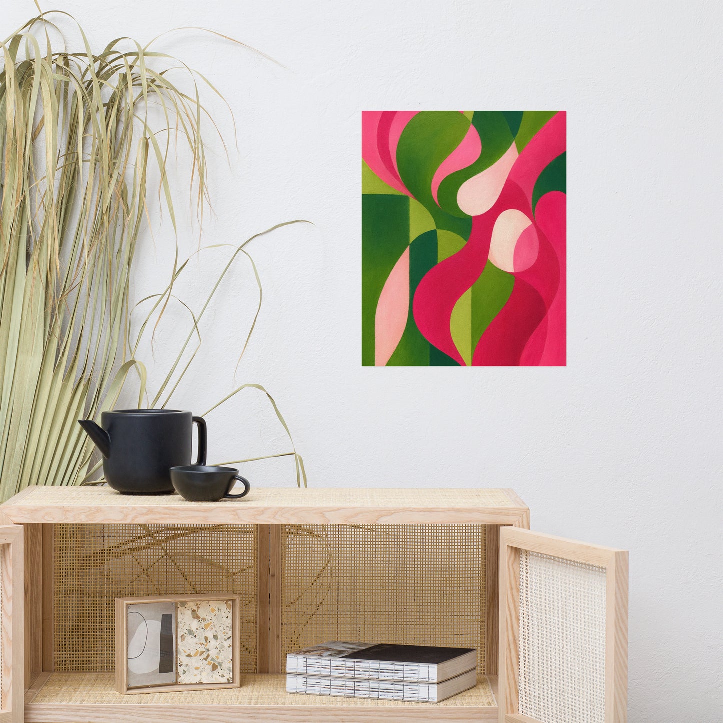 Swirls in Magenta and Green Poster Wall Art -RKM Inspiration - 90096080