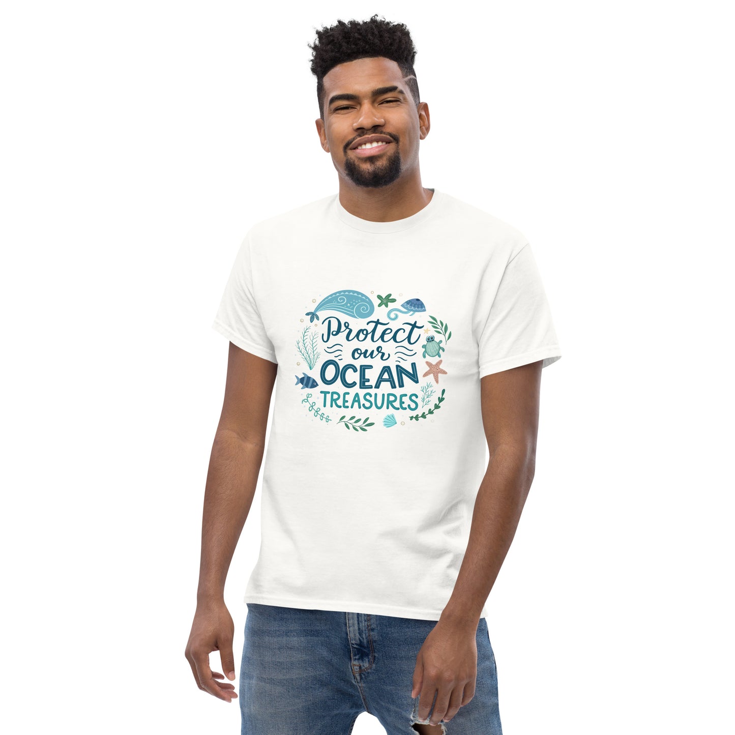 Protect Our Oceans - Unisex classic tee with print -RKM Inspiration - 83594284