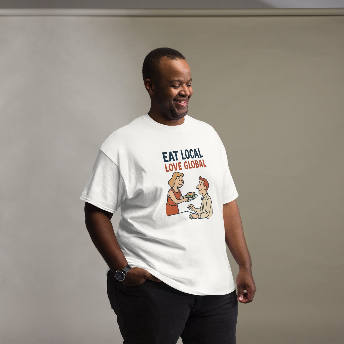 Eat Local, Love Global - Unisex classic tee -RKM Inspiration - 84819730