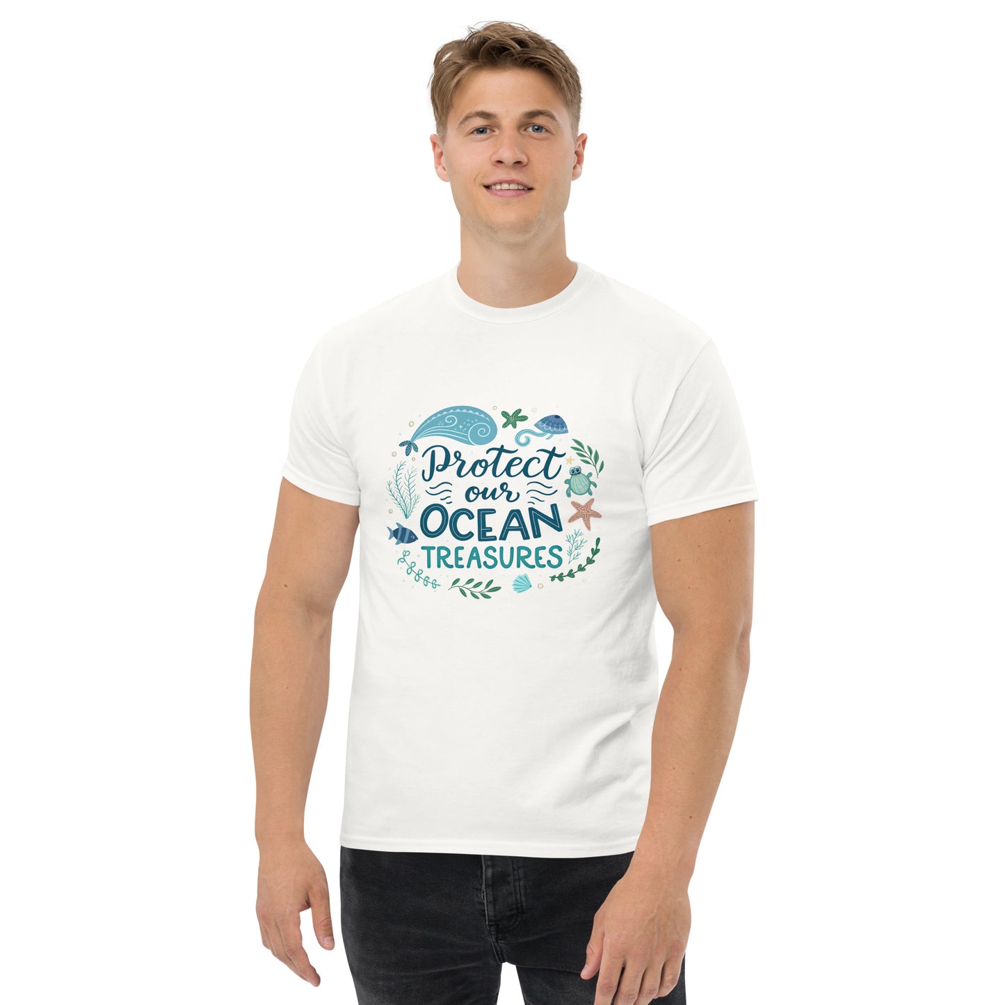 Protect Our Oceans - Unisex classic tee with print -RKM Inspiration - 75760931