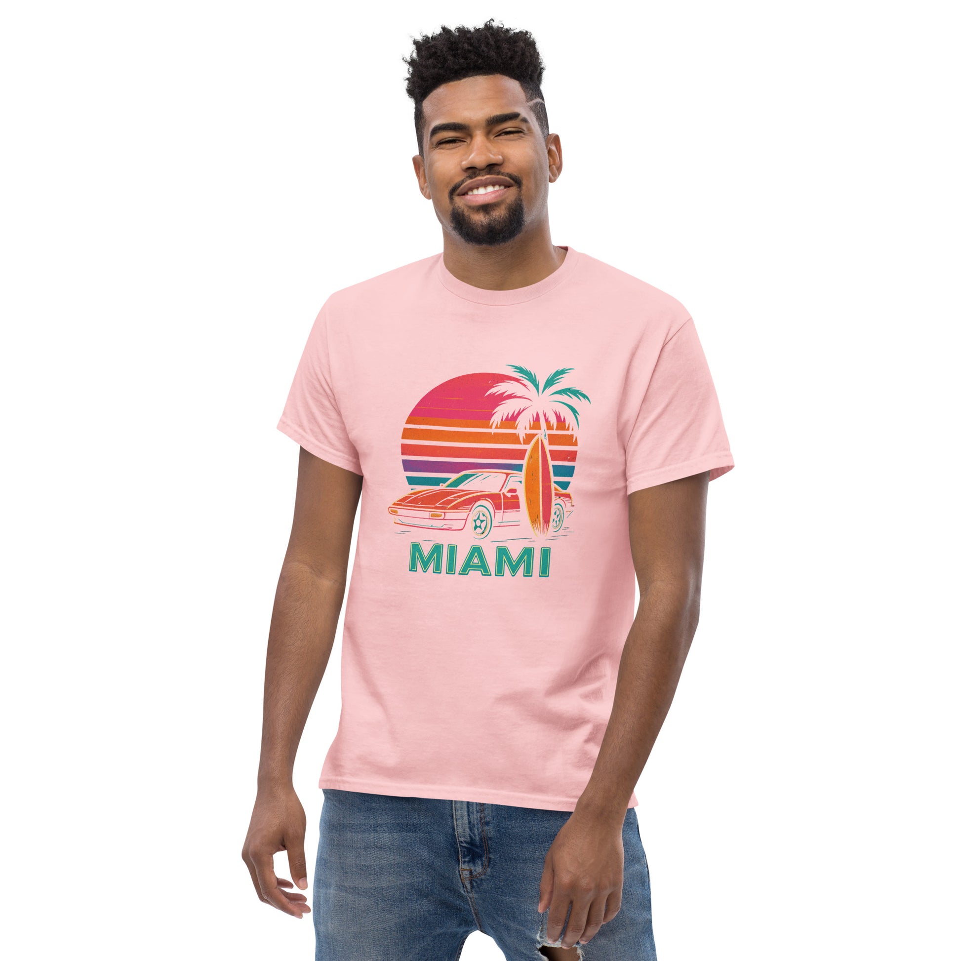 Retro Miami Tee - Trendy & Structured Look in 100% Cotton Unisex Shirt - RKM Inspiration  - 14143603