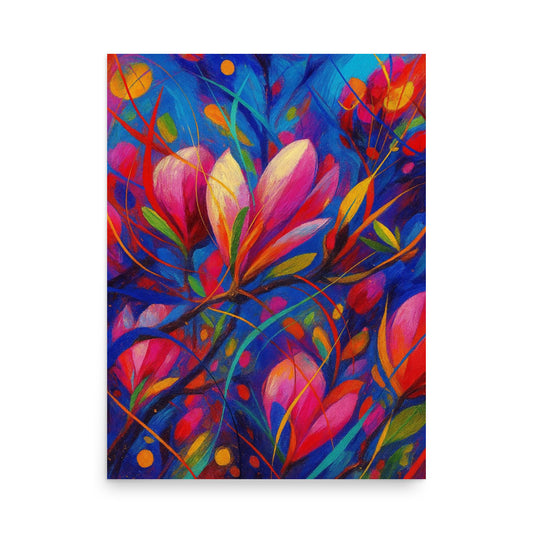 Petal Symphony in Electric Bloom - Poster on the wall