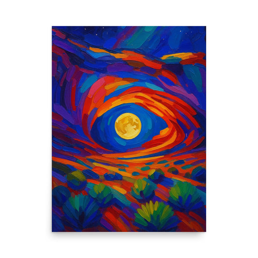 Lunar Pulse Through Painted Stone - Poster on the wall